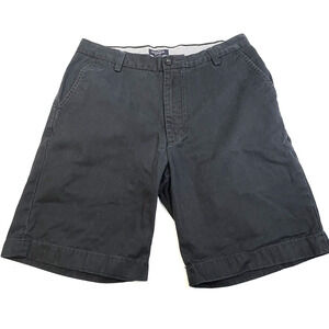 Nautica Clipper Relaxed Fit Men's 32W Black Cotton Flat Front Casual Preppy